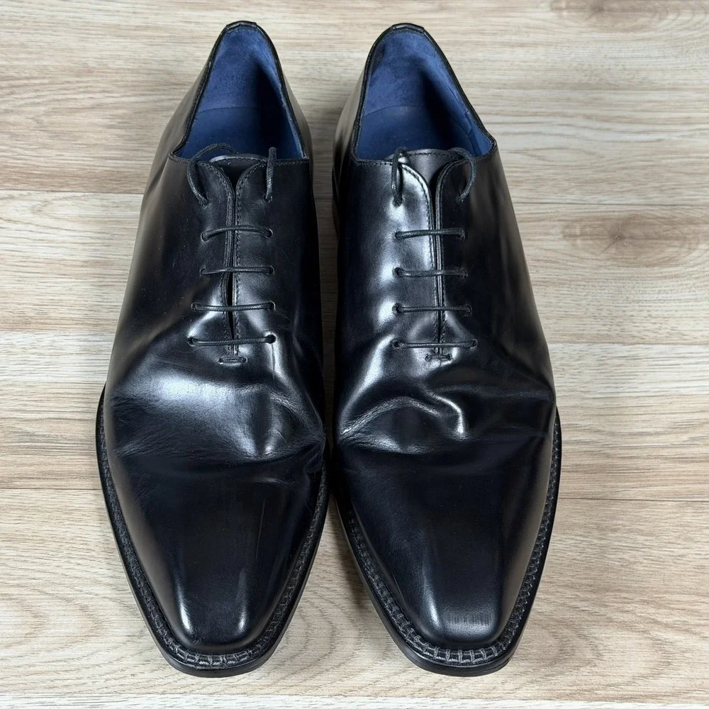 Mezlan Enterprise Shoes Mens Size 12 Black Leather Oxford Pointed Toe Spain